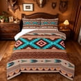 thumbnail image 1 of jejeloiu Earthy Aztec Full Size Comforter Sets,Southwestern Print Bedding Comforter Set For Boys,Brown Turquoise,Reversible,3 Pieces,1 Comforter and 2 Pillowcases, 1 of 7