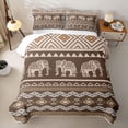 thumbnail image 1 of jejeloiu Earthy Elephant Quilt King,Boho Pattern King Coverlet Set For Boys,Brown Beige,3 Pieces, 1 of 7