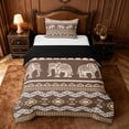 thumbnail image 1 of jejeloiu Earthy Elephant Twin Duvet Cover,Boho Pattern Twin Bedding For Boys,Brown Beige,Black Reversible,2pcs,1 Duvet Cover and 1 Pillowcase, 1 of 6