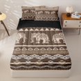 thumbnail image 1 of jejeloiu Earthy Elephant Zipper Twin Comforter Sets with Fitted Sheet and 2 Pillowcases,Boho Pattern Zipper Bedding Set For Boys,Brown Beige,Black Reversible,4 Pieces, 1 of 7