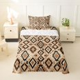 thumbnail image 1 of jejeloiu Earthy Geometric Twin Sheets,Boho Motif Bedding For Boys,Beige Black,3pcs,1 Fitted Sheet and 1 Pillowcase, 1 of 6