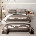 thumbnail image 1 of jejeloiu Earthy Striped Twin Quilt Set,Neutral Print Twin Coverlet Set For Boys,Brown Beige,2 Pieces, 1 of 6