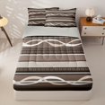 thumbnail image 1 of jejeloiu Earthy Striped Zipper Full Size Comforter Sets with Fitted Sheet and 2 Pillowcases,Neutral Print Zipper Bedding Set For Boys,Brown Beige,Light Gray Reversible,4 Pieces, 1 of 7