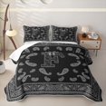 thumbnail image 1 of jejeloiu Edgy Paisley Twin Quilt Set For Men Women,Statement Initial F Twin Coverlet Set,Black Gray,2 Pieces, 1 of 7