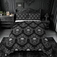 thumbnail image 1 of jejeloiu Edgy Skull King Size Comforter Sets,Intricate Damask Comforters King Size For Adults,Gray Black,Black Reversible,3-Piece,1 Comforter and 2 Pillowcases, 1 of 7
