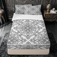 thumbnail image 1 of jejeloiu Elegant Damask Zipper Twin Comforter Sets with Fitted Sheet and 2 Pillowcases For Men Women,Floral Pattern Zipper Bedding Set,Black White,Reversible,4-Piece, 1 of 7