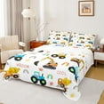 thumbnail image 1 of jejeloiu Equipment Vehicle Twin Sheet Sets,Cartoon Excavator Bulldozer Twin Fitted Sheet,Yellow Concrete Truck Flat Sheet For Boys,Ultra Soft Home Decor,3 Pieces, 1 of 7