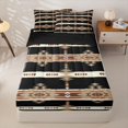 thumbnail image 1 of jejeloiu Ethnic Aztec Print Zipper Full Size Comforter Sets with Fitted Sheet and 2 Pillowcases,Retro Boho Style Zipper Bedding Set For Boys,Black Brown,Black Reversible,4-Piece, 1 of 7