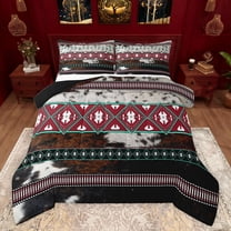 jejeloiu Exotic Aztec Geometric Bedding Comforter Set,Vintage Cowhide Print Twin Comforter Sets,Rustic Western Cowboy Bedding Set For Men Women,Luxury Bedroom Decor Reversible,2 Pieces