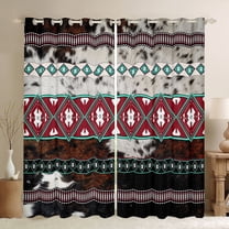 jejeloiu Exotic Aztec Geometric Black Out Curtains,Vintage Cowhide Print Curtains Pack of 2 (42x63 Each),Rustic Western Cowboy Bedroom Curtains For Men Women,Luxury Bedroom Decor