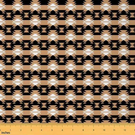 jejeloiu Exotic Aztec Geometric Fabric by the Yard 1 Yard,Abstract Boho Geometric Home Decor Fabric by the Yard,Orange Bohemain Geometric Sewing Fabric,Breathable Home Decor