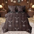 thumbnail image 1 of jejeloiu Exotic Bull Skull 7-Piece Bedding Comforter Set,Boho Bohemian Tribal King Bedding Sets,Rustic Hunting Animals Bed Sheets For Teens,Luxury Bedroom Decor Reversible, 1 of 8
