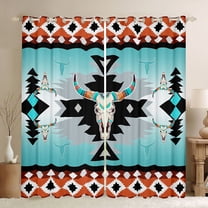jejeloiu Exotic Bull Skull Black Out Curtains,Boho Tribal Curtains Pack of 2 (42x63 Each),Aztec Geometric Rhombus Bedroom Curtains For Men Women,Ultra Soft Home Decor