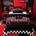 thumbnail image 1 of Catabedysis Extreme Speed Racing Twin Comforter Sets For Boys,Checkered Flag Monogram Print M Bedding Set,Black Reversible,2pcs,1 Comforter and 1 Pillowcase, 1 of 7