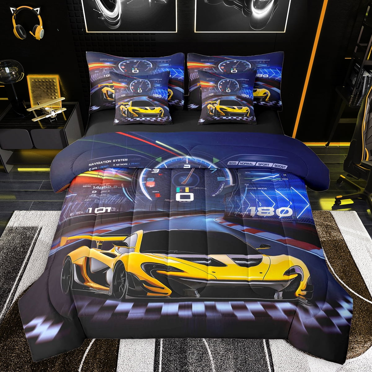 jejeloiu Extreme Sports Car 7-Piece Twin Bedding Sets,Racing Speed ...