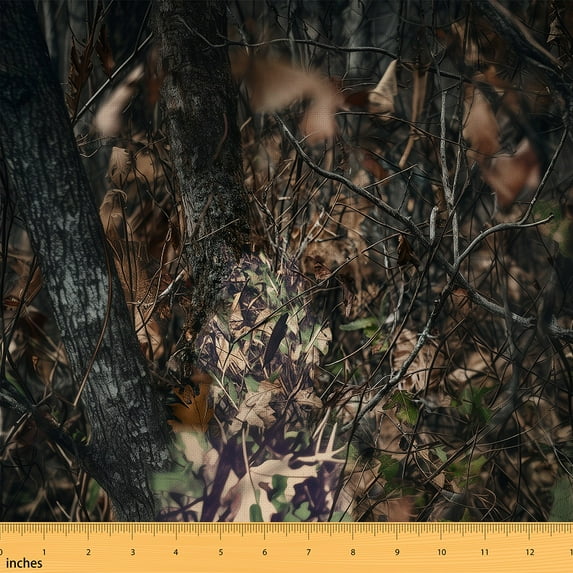 jejeloiu Fall Branch Leaves Fabric by the Yard 2 Yards,Natural Theme Room Decor Fabric by the Yard,Army Camo Fabric for Sewing For Men Women,Super Cozy Room Decor