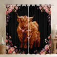thumbnail image 1 of jejeloiu Farm Animal Cattle Curtains Pack of 2 (42x84 Each),Kawaii Highland Cow Curtains Blackout,Rustic Flowers Blossom Bedroom Curtains For Girls Kids,Microfiber Bedroom Decor, 1 of 6