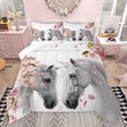 thumbnail image 1 of jejeloiu Farm Animal Horse Bedding Comforter Set,Cherry Blossom Twin Comforter Sets,Pink Flowers Floral Bedding Set For Girls Kids,Super Cozy Room Decor,2 Pieces, 1 of 8