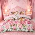 thumbnail image 1 of jejeloiu Farm Highland Cow Queen Duvet Cover Set Kids,Girly Pink Rose Wood Print Bedding,Reversible,3-Piece(No Comforter), 1 of 6