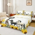 thumbnail image 1 of jejeloiu Farm Horse Queen Sheet Sets,Country Floral Sunflower Flat Sheet,Vintage Old Windmill Queen Fitted Sheet For Adults,Breathable Home Decor,4 Pieces, 1 of 7
