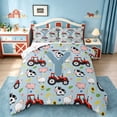 thumbnail image 1 of Catabedysis Farm Theme Initial Y Queen Comforter Set For Boys,Red Farm Equipment Tractor ABC Print Comforter Sets Queen,Colorful Stars Reversible,3pcs,1 Comforter and 2 Pillowcases, 1 of 7