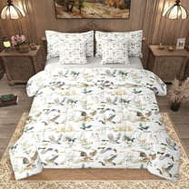 jejeloiu Farmhouse Mallard Duck 7-Piece Twin Bedding Sets,Country Farm Bedding Comforter Set,White Green Brown Sheet Sets For Child,Ultra Soft Home Decor Reversible