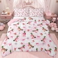 thumbnail image 1 of jejeloiu Farmhouse Mallard Duck Queen Comforter Set,Pink Bowknot Bows Bedding Comforter Set For Girls Teens Reversible 3-Piece, 1 of 8