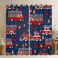 thumbnail image 1 of jejeloiu Fire Truck Blackout Curtains Set of 2 (52x84 Each),Firefighter Theme Window Curtains,Deepblue Red Curtains and Drapes For Boys Kids,Luxury Bedroom Decor, 1 of 6