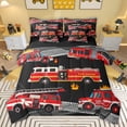 thumbnail image 1 of jejeloiu Firefighting Truck 7-Piece Bedding Comforter Set,Emergency Rescue Vehicle King Bedding Sets,Red Black Bed Sheets For Boys Girl,Microfiber Bedroom Decor Reversible, 1 of 8