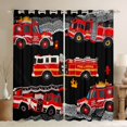 thumbnail image 1 of jejeloiu Firefighting Truck Curtains Pack of 2 (42x84 Each),Emergency Rescue Vehicle Curtains Blackout,Red Black Bedroom Curtains For Boys Girl,Microfiber Bedroom Decor, 1 of 6