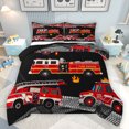 thumbnail image 1 of jejeloiu Firefighting Truck Full Size Comforter Sets,Emergency Rescue Vehicle Bedding Comforter Set,Red Black Bedding Sets For Boys Girl,Microfiber Bedroom Decor Reversible,3pcs, 1 of 8