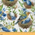 thumbnail image 1 of jejeloiu Fly Animal Bird Fabric by the Yard 2 Yards,Country Flower Leaves Room Decor Fabric by the Yard,Blue Green White Fabric for Sewing For Child,Breathable Home Decor, 1 of 6