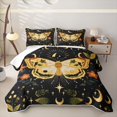thumbnail image 1 of jejeloiu Folk Moth Twin Quilt Set For Girls,Floral Pattern Twin Coverlet Set,Black Yellow Orange,2pcs, 1 of 7