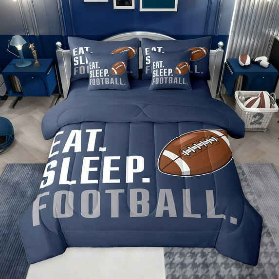 jejeloiu Football Game 7-Piece Twin Bedding Sets,American Rugby Bedding Comforter Set For Boys Teens Reversible