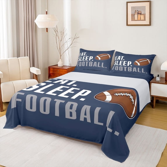 jejeloiu Football Game Bed Sheets,American Rugby King Sheets For Boys Teens 4-Piece