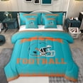 thumbnail image 1 of jejeloiu Football Game Gaming 7-Piece Bedding Comforter Set,Cyan Rugby Helmet King Bedding Sets For Ball Lover Reversible, 1 of 8