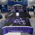 thumbnail image 1 of jejeloiu Football Game Gaming 7-Piece Twin Bedding Sets,Purple Black Helmet Bedding Comforter Set For Ball Lover Reversible, 1 of 8