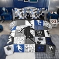 thumbnail image 1 of jejeloiu Football Game Gaming 7 Pieces Bedding Comforter Set,Blue White Gray Buffalo Full Bedding Set For Men Women Reversible, 1 of 8