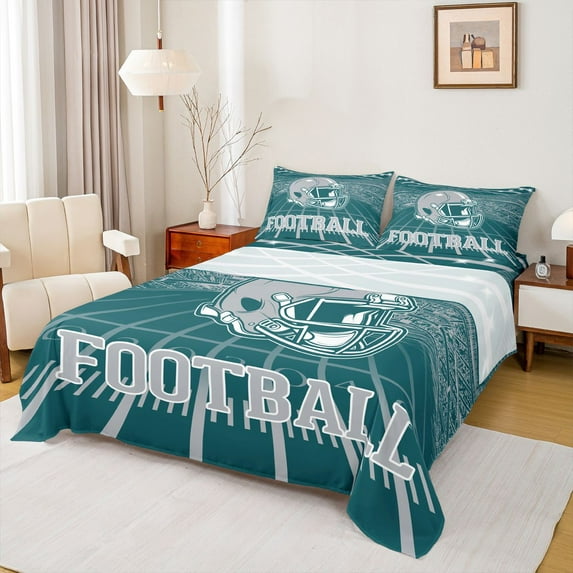 jejeloiu Football Game Twin Sheet Sets,Gray Green Bedding For Teens 3 Pieces