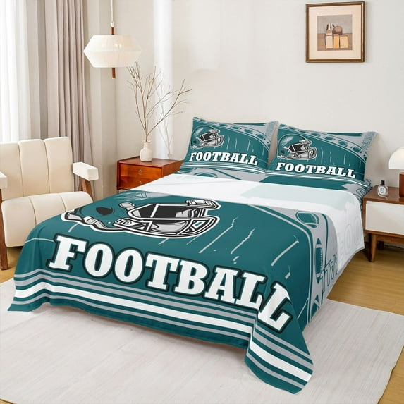 jejeloiu Football Game Twin Sheet Sets,Kids Ball Games Bedding For Rugby Boys 3 Pieces