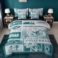thumbnail image 1 of jejeloiu Football Gamer Silhouette 7pcs Bedding Comforter Set,Gray Green Plaid Queen Bedding Sets For Rugby Lover Reversible, 1 of 8