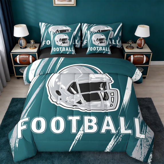 jejeloiu Football Games 7 Pieces Bedding Comforter Set,American Sport City Full Bedding Set For Ball Gamer Reversible