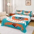 thumbnail image 1 of jejeloiu Football Games Full Size Sheets,Cyan Orange Bed Sheets For Rugby Gamer 4pcs, 1 of 7