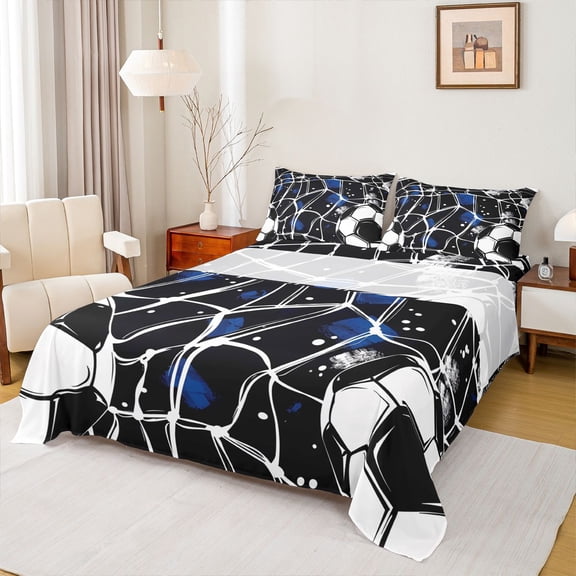 jejeloiu Football Soccer Sport Twin Sheet Sets,Ball Game Gaming Bedding For Boys Teens 3-Piece
