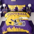 thumbnail image 1 of jejeloiu Football Sport City 7-Piece Bedding Comforter Set,Purple Yellow King Bedding Sets For Teens Reversible, 1 of 8