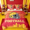 thumbnail image 1 of jejeloiu Football Sport City 7-Piece Bedding Comforter Set,Yellow Rugby Helmet King Bedding Sets For Boys Kids Reversible, 1 of 8