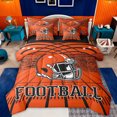 thumbnail image 1 of jejeloiu Football Sport City 7pcs Bedding Comforter Set,Orange Rugby Helmet Queen Bedding Sets For Boys Teens Reversible, 1 of 8