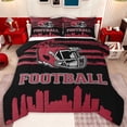 thumbnail image 1 of jejeloiu Football Sport City Twin Comforter Sets,Red Rugby Helmet Bedding Set For Boys Kids Reversible 2 Pieces, 1 of 8
