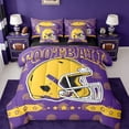 thumbnail image 1 of jejeloiu Football Sport Game 7 Pieces Bedding Comforter Set,Yellow Rugby Helmet Full Bedding Set For Teens Reversible, 1 of 8