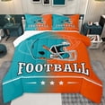 thumbnail image 1 of jejeloiu Football Sport Game Full Size Comforter Sets,Cyan Rugby Helmet Bedding Sets For Ball Gamer Reversible 3 Pieces, 1 of 8